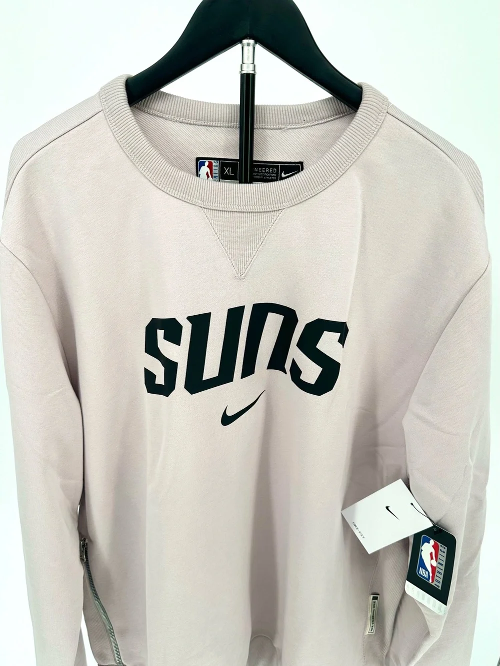 Nike Men's Suns Crewneck Sweatshirt in Light Taupe with Black Logo X-Large NWT